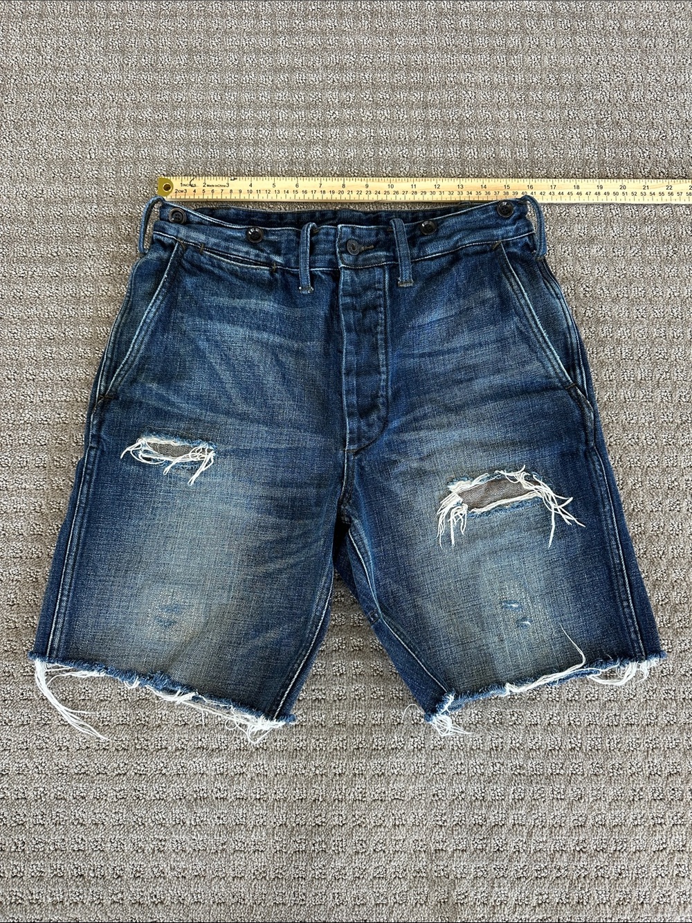 Ralph Lauren Double RL Distressed Dark Blue Denim Shorts